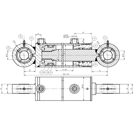 SIŁOWNIK HYDRAULICZNY CYLINDER SMT-2 SKOK 325